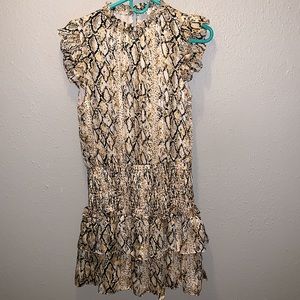 TCEC Trendy Snake Print Mini Dress Smocked Waist Women’s Size Medium